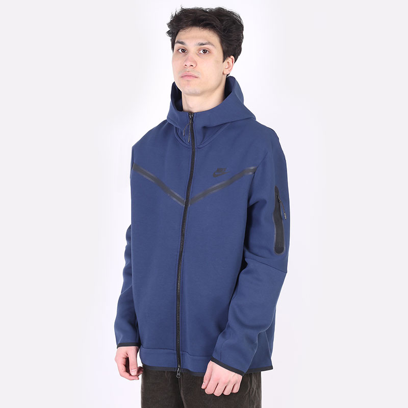 мужская синяя толстовка Nike Tech Fleece Hoodie Full-Zip CU4489-410 - цена, описание, фото 3